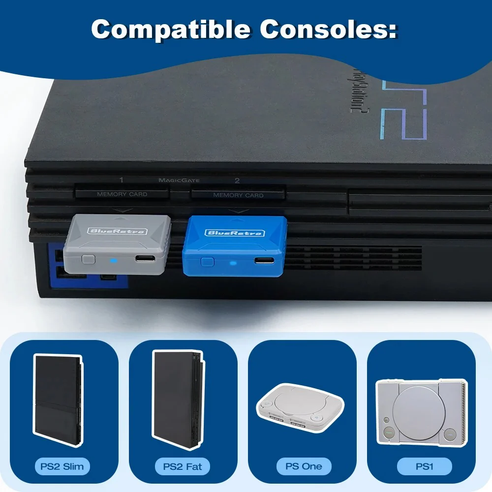 BlueRetro - Manettes Sans-Fil sur Dreamcast - GameCube - Nintendo 64 - SFC - Super Nintendo - SNES - Playstation 1 - Playstation 2 - PSX - Saturn - Xbox via adaptateur Xbox vers PS2 - Image 12